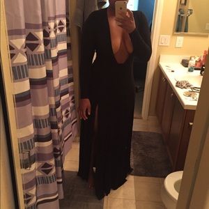 Nakedwardrobe black dress with two splits in front